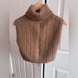 Zara cropped zip turtleneck Cable Knit Sweater Vest Size S